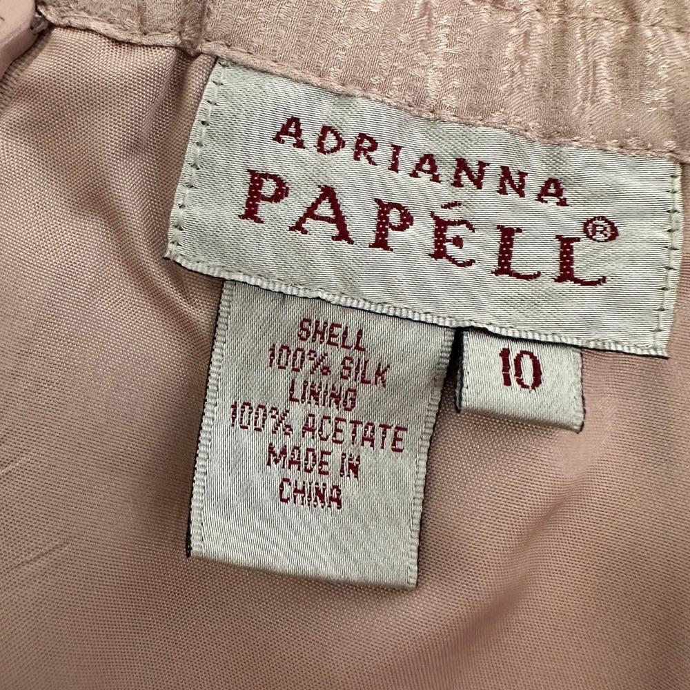 Adrianna Papell Pink Silk Embroidered Jacket Skirt Suit Set Womens Size 10 - Picture 5 of 7
